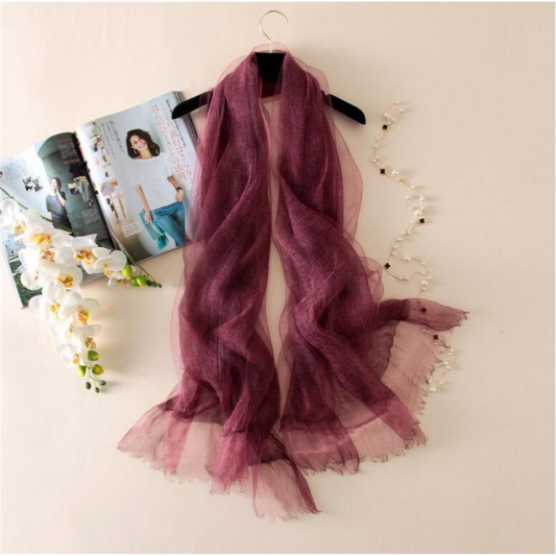 Soft Silk Scarves Gray Pink Woman Fashion Scarf 